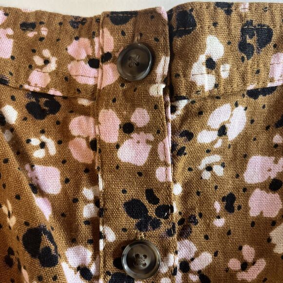 Who What Wear Halter Tank Top Women’s XL Linen Blend Brown Pink Black Floral - Picture 6 of 9